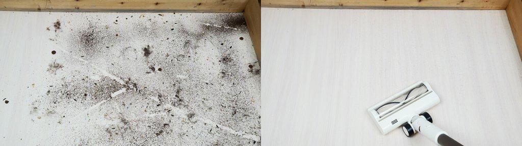 Dreame R10s Aqua: Сбор мусора на ламинате