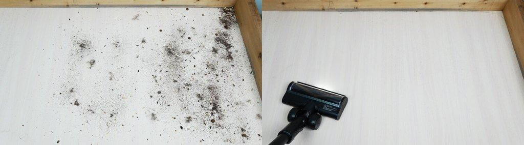 Dreame H12 Dual FlexReach: Сбор мусора на ламинате